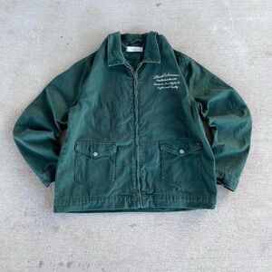 Pacsun Baldwin embroidered gas jacket, green, with zipper, size L